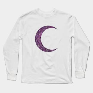 Galaxy Crescent Moon - Crescent Moon Facing Right - Galaxy Waning Crescent Long Sleeve T-Shirt